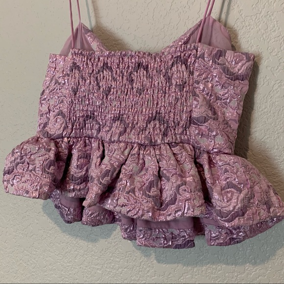 New Zara Strappy Peplum Lilac Purple Metallic Top - Picture 6 of 6